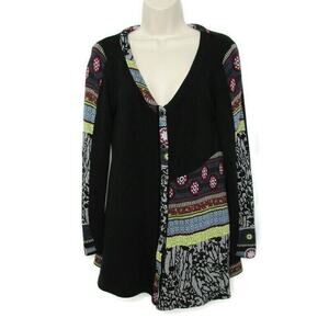 Aventures des Toiles Boho Sweater Sz 38 8 Cardigan Eclectic Art to Wear Artsy